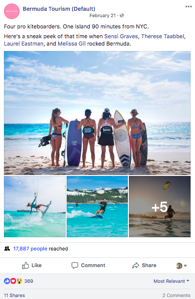 Bermuda kiteboarding Facebook post