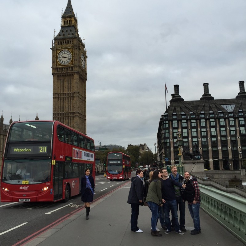 Tourists taking a selfie in London