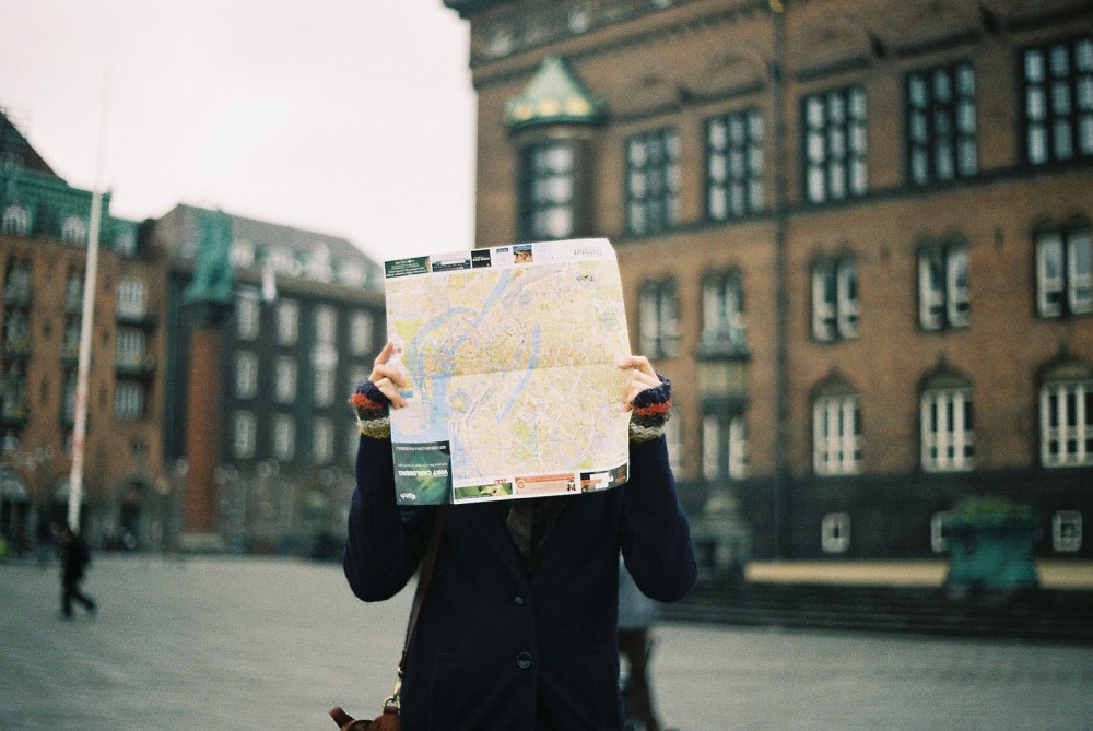 traveller with map