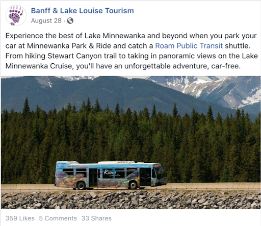 Facebook post - Banff & Lake Louise Tourism