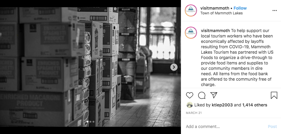 Visit Mammoth's Instagram post in support of the food bank.