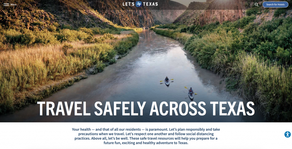 Travel Texas website