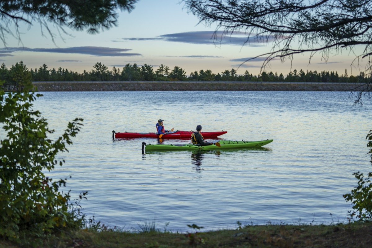 Kayaking on the Greenwood Reservoir near Ishpeming in Marquette County, Michigan.